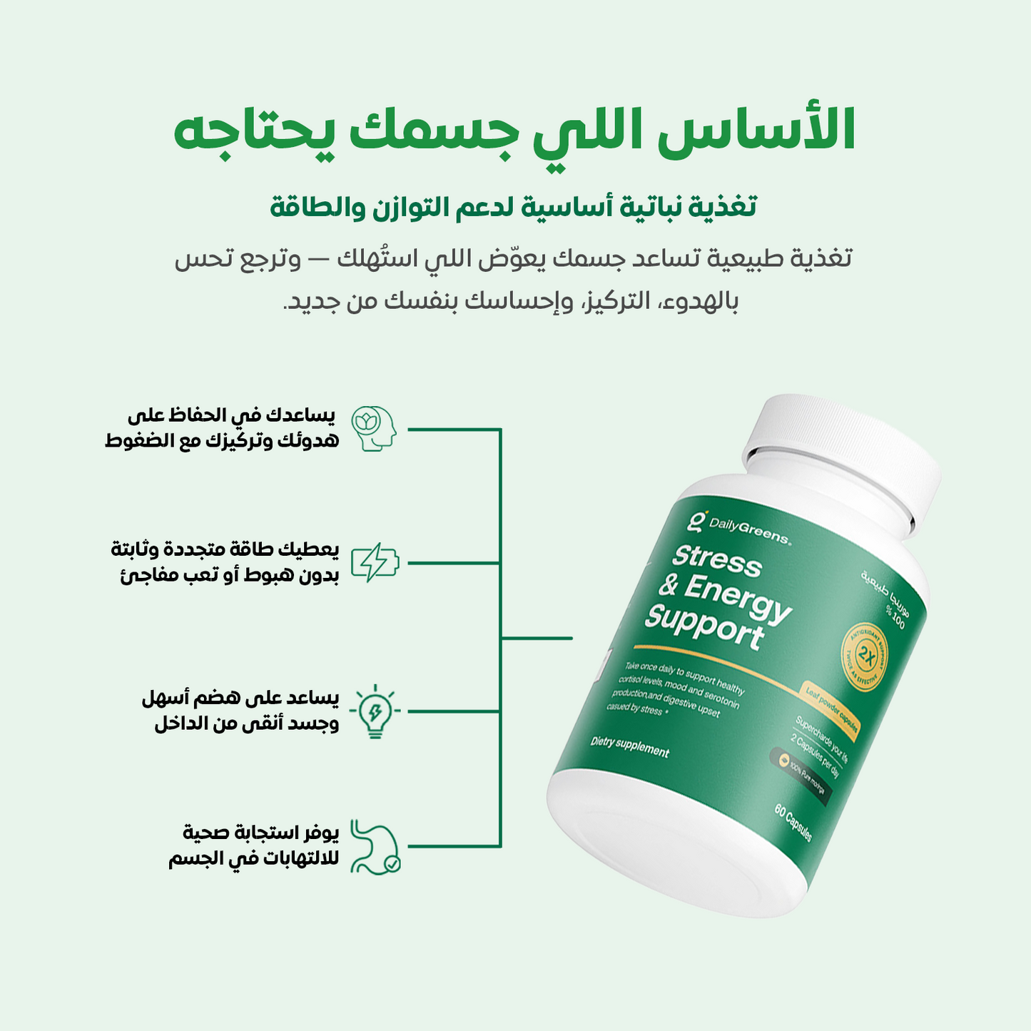 المورينجا النقية من ديلي جرينز - لاعادة توازن مستويات التوتر و الاجهاد